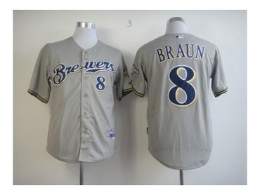 mlb jerseys milwaukee brewers #8 ryan braun grey(m&n)