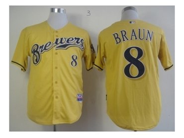 mlb jerseys milwaukee brewers #8 ryan braun yellow(2013 new)