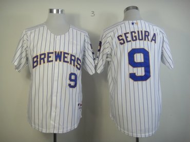 mlb jerseys milwaukee brewers #9 segura white(blue strip)