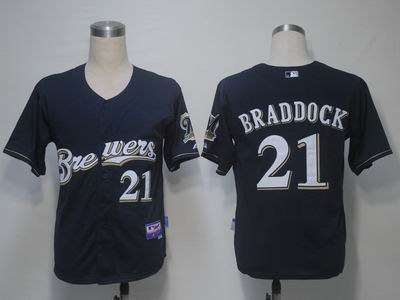 mlb jerseys milwaukee brewers 21 braddock dark blue