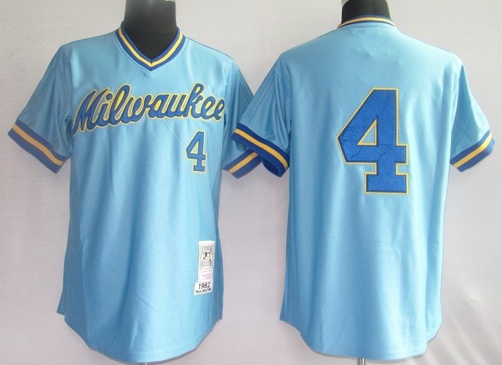 mlb jerseys milwaukee brewers 4 paul molitor blue [m&n