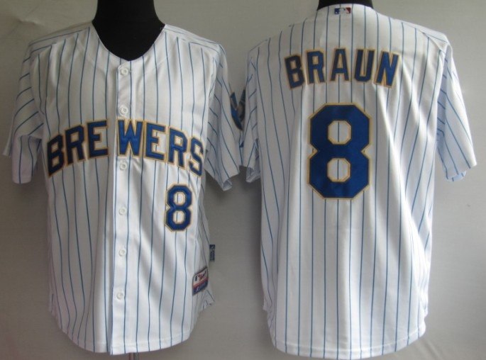 mlb jerseys milwaukee brewers 8 ryan braun white blue strip