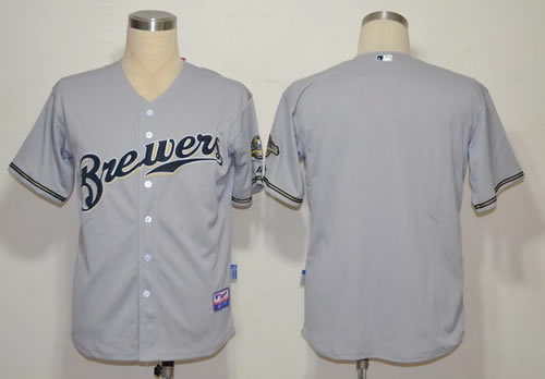 mlb jerseys milwaukee brewers blank grey jerseys