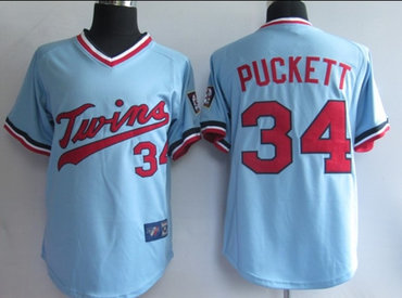 mlb jerseys minnesota twins 34# puckett baby blue mitchellandness