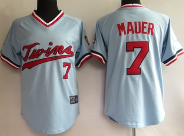 mlb jerseys minnesota twins 7# mauer baby blue mitchellandness