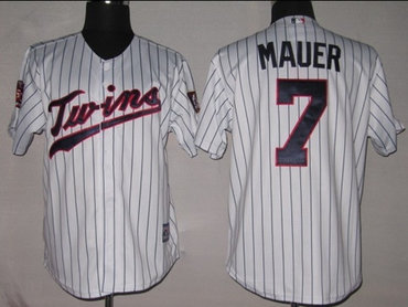 mlb jerseys minnesota twins 7# mauer white [50th