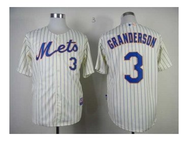 mlb jerseys new york mets #3 granderson cream(blue strip)
