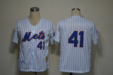 mlb jerseys new york mets #41 tom seaver white (blue strip M&N)
