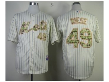 mlb jerseys new york mets #49 niese cream(blue strip)(number camo)
