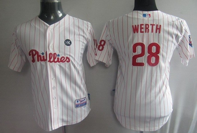 mlb jerseys philadephia phillis 28# werth white (red strip) kids mlb jerseys philadephia phillis 28# werth white (red strip) kids