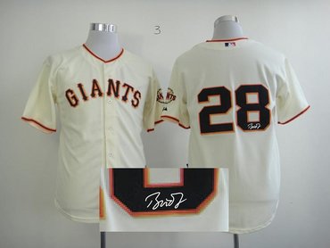 mlb jerseys san francisco giants #28 cain cream Signed Jersey