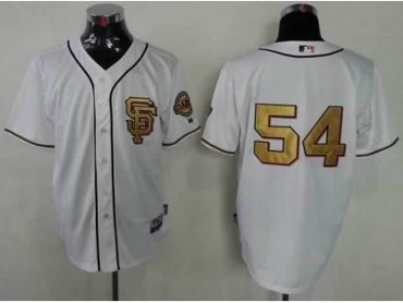 mlb jerseys san francisco giants #54 romo white(number golden)
