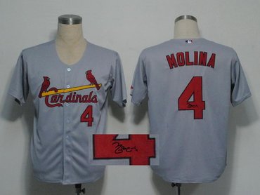 mlb jerseys st.louis cardinals #4 molina Grey Signed Jersey