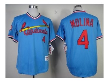 mlb jerseys st.louis cardinals #4 molina blue[throwback m&n]