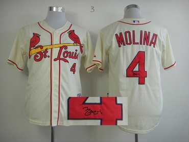 mlb jerseys st.louis cardinals #4 molina cream Signed Jersey