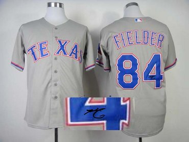 mlb jerseys texas rangers #84 fielder grey Signed Jerseys