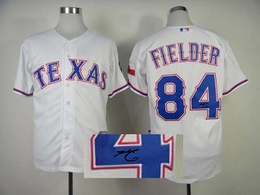 mlb jerseys texas rangers #84 fielder white Signed Jerseys