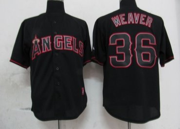 mlb los angeles angels 36 weaver black fashion jerseys