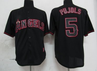 mlb los angeles angels 5 pujols black fashion jerseys