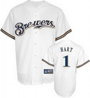 mlb milwaukee brewers #1 corey hart white baseball jersey cool base