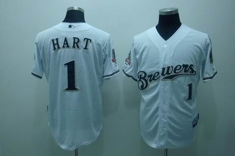 mlb milwaukee brewers #1 hart white[40th patch cool base]