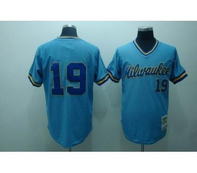 mlb milwaukee brewers #19 yount m&n blue