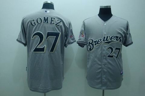 mlb milwaukee brewers #27 gomez grey[40th patch cool base]