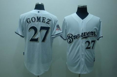 mlb milwaukee brewers #27 gomez white[40th patch cool base]