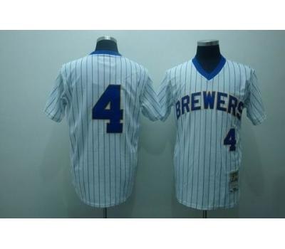 mlb milwaukee brewers #4 molitor m&n white(blue strip)