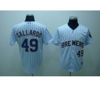 mlb milwaukee brewers #49 gallardo white(blue strip)
