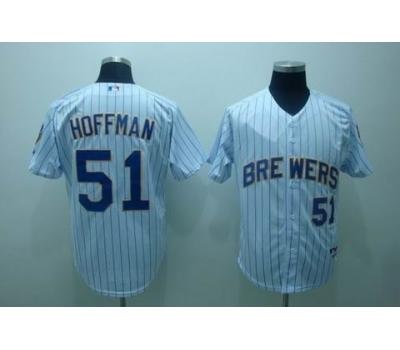 mlb milwaukee brewers #51 hoffman white(blue strip)