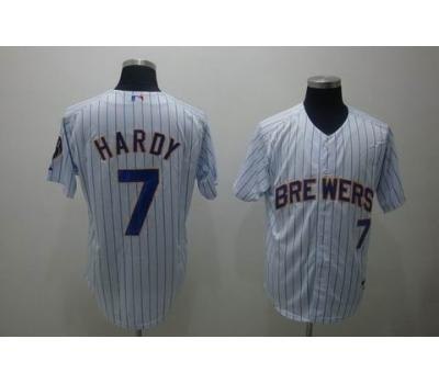 mlb milwaukee brewers #7 hardy white(blue strip)