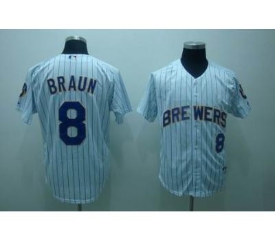 mlb milwaukee brewers #8 braun white(blue strip)