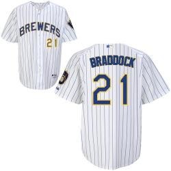 mlb milwaukee brewers 21# braddock white jerseys