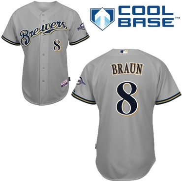 mlb milwaukee brewers 8# braun grey kid jerseys