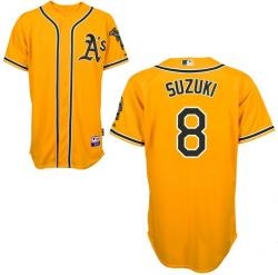 mlb oakland athletics 8# kurt suzuki yellow cool base jersey