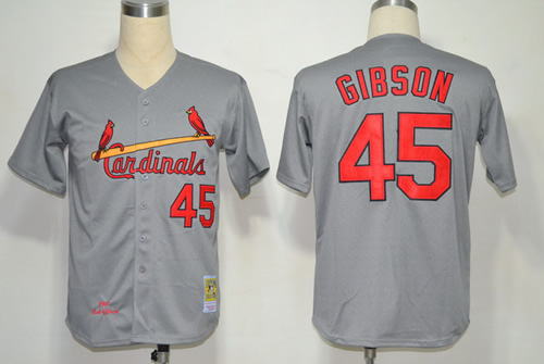 MLB Jerseys St. Louis Cardinals #45 Bob Gibson Grey M&N 1967