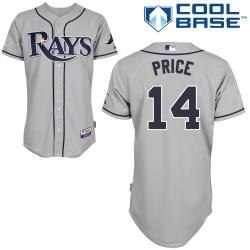 mlb tama bay rays 14# price grey cool base jerseys