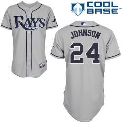 mlb tama bay rays 24# dan johnson grey cool base jerseys