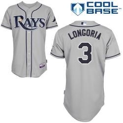 mlb tama bay rays 3# evan longoria grey cool base jerseys