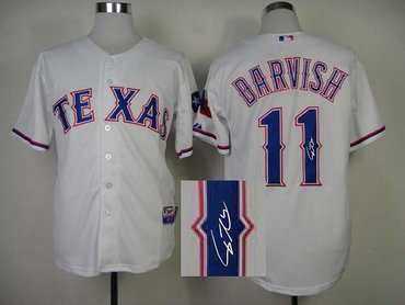 mlb texas rangers #11 darvish white Signed Jersey