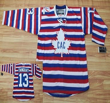 montreal canadiens #13 tanguay red pinstripe hockey jersey