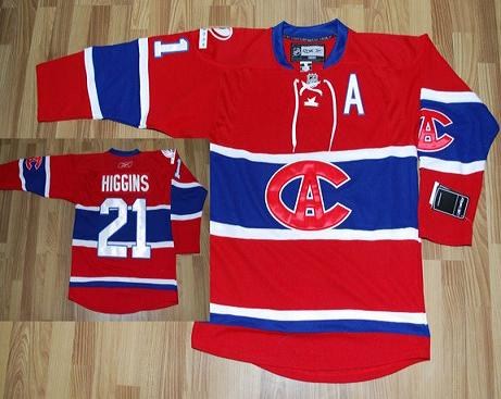montreal canadiens #21 higgins red ca patch jersey