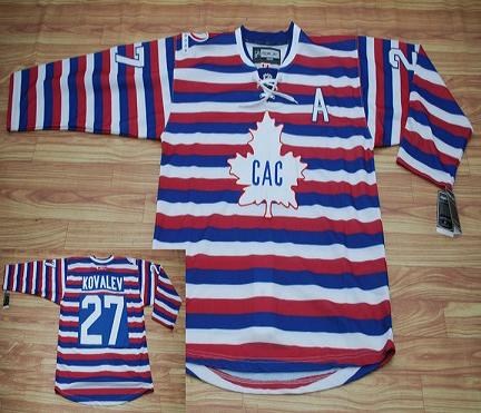 montreal canadiens #27 kovalev red pinstripe hockey jersey