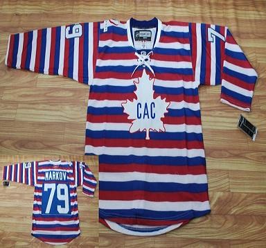 montreal canadiens #79 markov red pinstripe hockey jersey