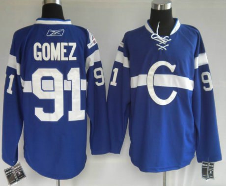 montreal canadiens #91 gomez blue nhl jerseys