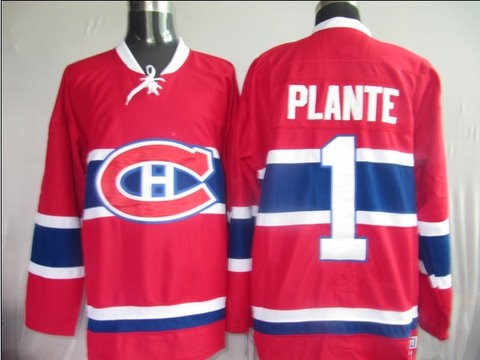 montreal canadiens 1 plante red ccm jerseys