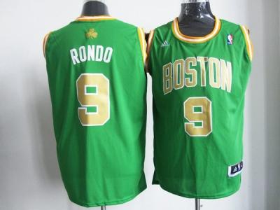 nba boston celtics #9 rondo green(gold number))(revolution 30 swingman)