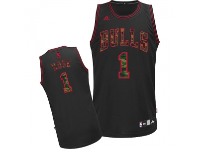 nba chicago bulls #1 rose black(camo fashion swingman)