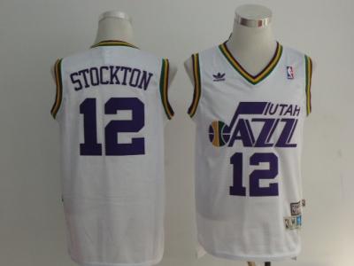 nba utah jazz #12 stockton white jerseys(fans edition)
